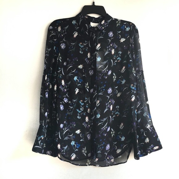 3.1 PHILLIP LIM Floral Silk Chiffon Shirt Top - Picture 6 of 10